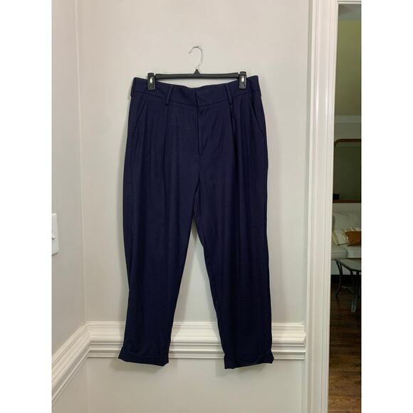 Open Edit Mens Navy Blue Pants Pleated Cuffed Cropped Size 38 New - Picture 1 of 6
